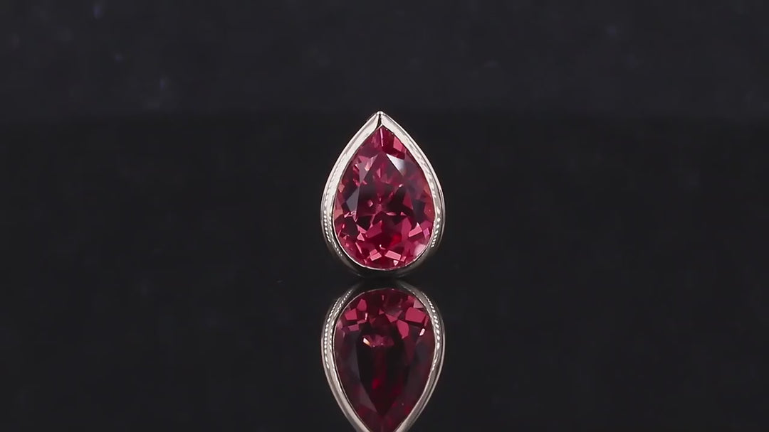 7x10mm, 2.50ct Pear Lab-Grown Padparadscha Pink Sapphire Pendant in 14K Yellow Gold