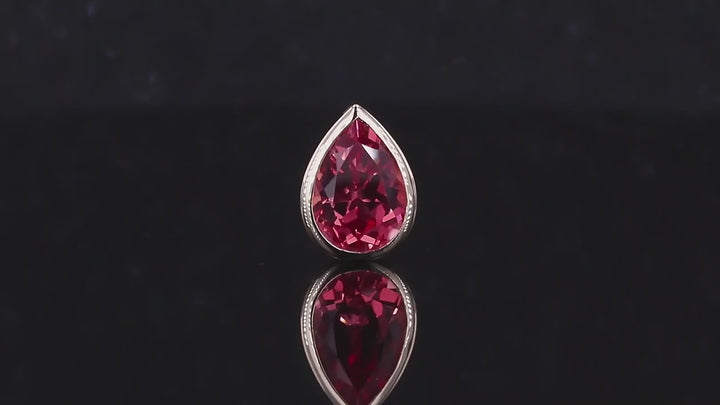 7x10mm, 2.50ct Pear Lab-Grown Padparadscha Pink Sapphire Pendant in 14K Yellow Gold
