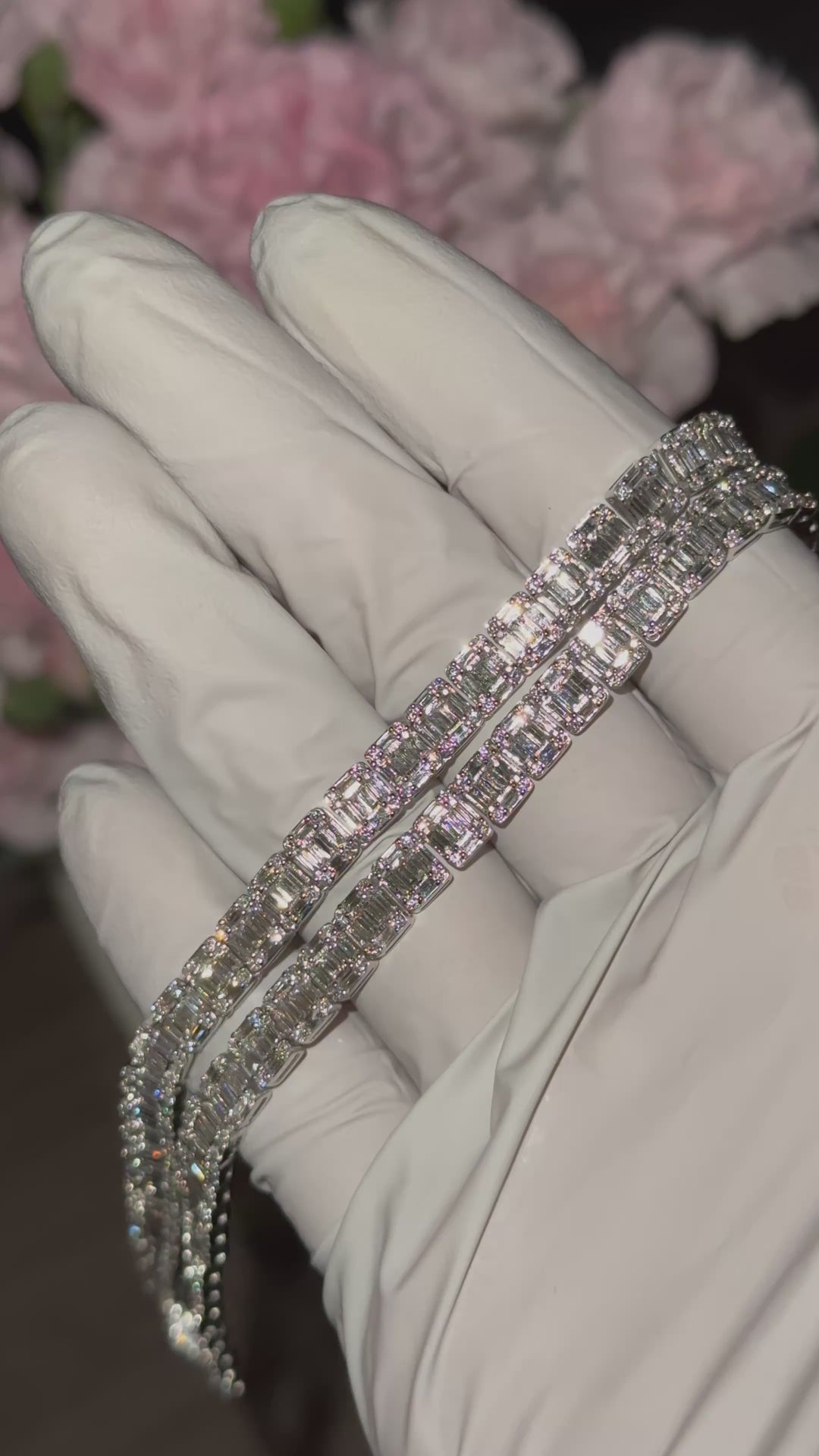 Customized™ 6.5mm, 15ctw Lab-Grown Diamond Chain with Round & Baguette Diamonds in 14K Solid White Gold