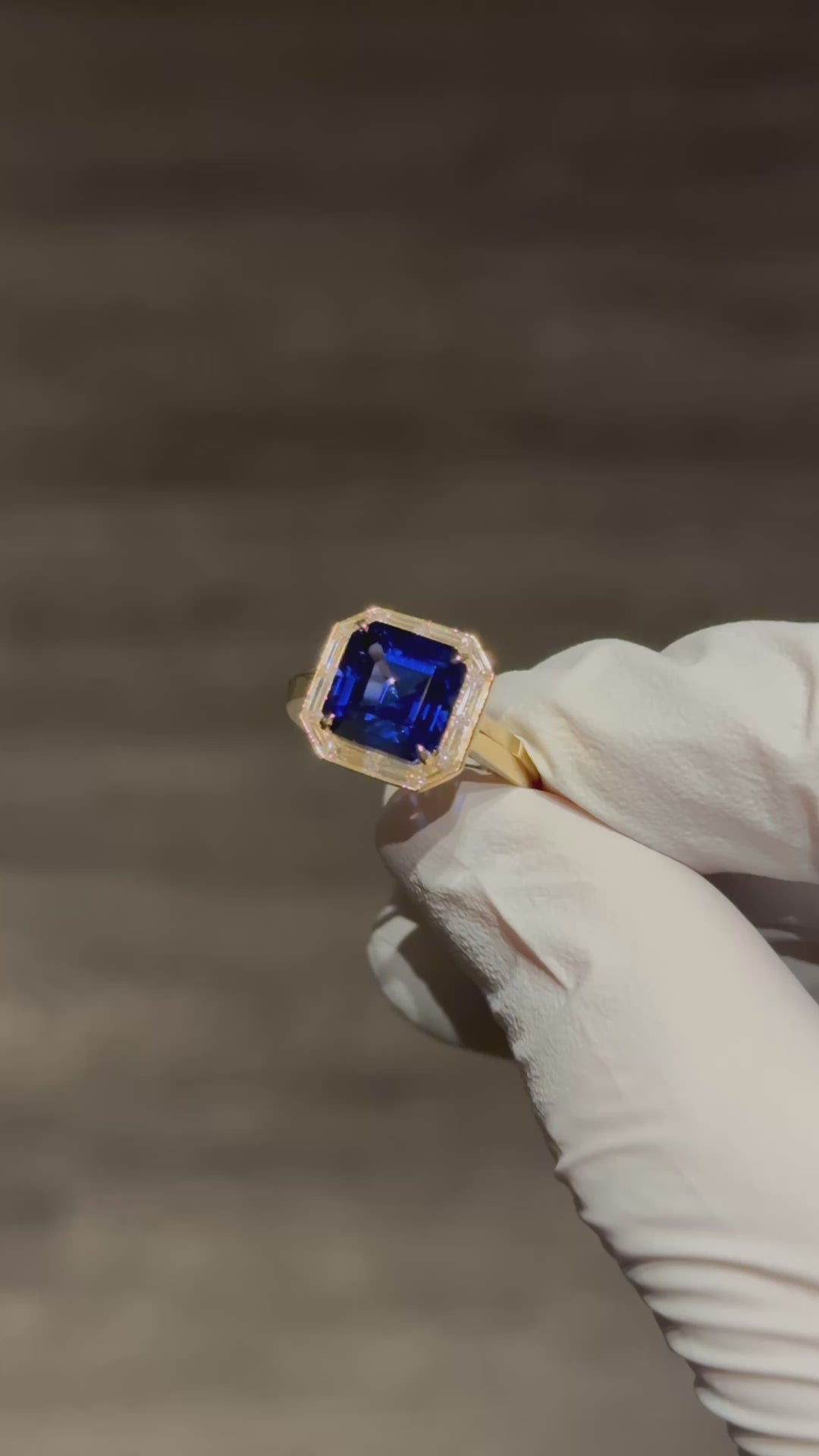 Customized™ 8mm, 3.00ct Asscher Cut Sapphire with French Cut Diamonds Ring in Yellow Gold