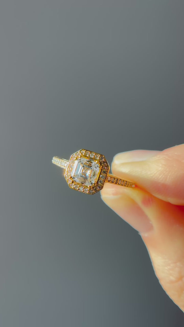 1.00ct Asscher Lab-Grown Diamond Solitaire Ring, "The Classic Halo"