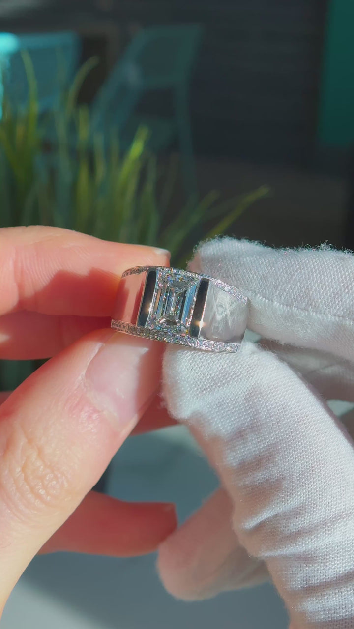 2.50ct Emerald Cut Lab Diamond Band Ring in Platinum 950