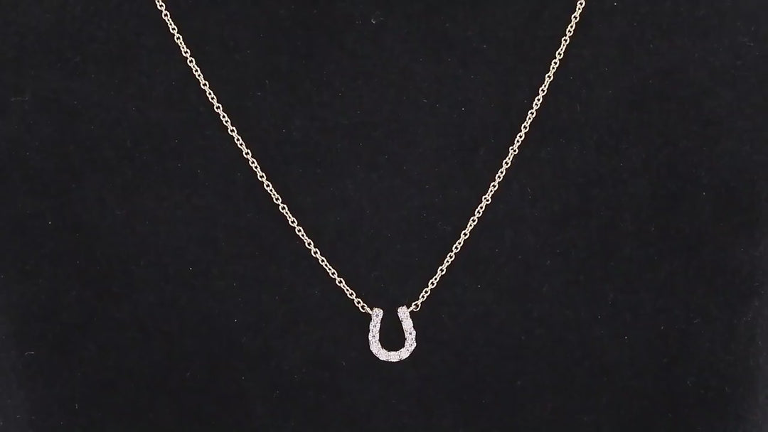 Horseshoe Diamond Pendant/Necklace in 14K Solid Yellow Gold