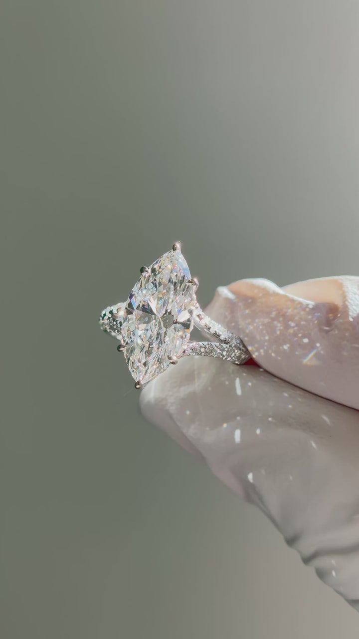 3.00ct Marquise Lab-Grown Diamond Solitaire Ring, "The Interlace"