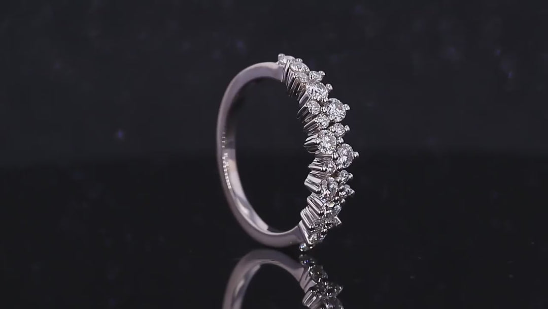 0.53ctw Diamond Cluster Wedding Band in 14K White/Rose Gold (4mm)