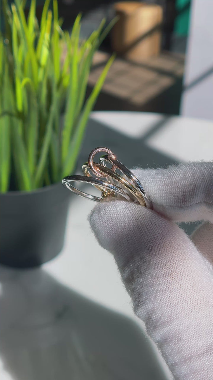 Triple Stacking/Modular Band Ring in 14K Yellow/Rose/White Gold