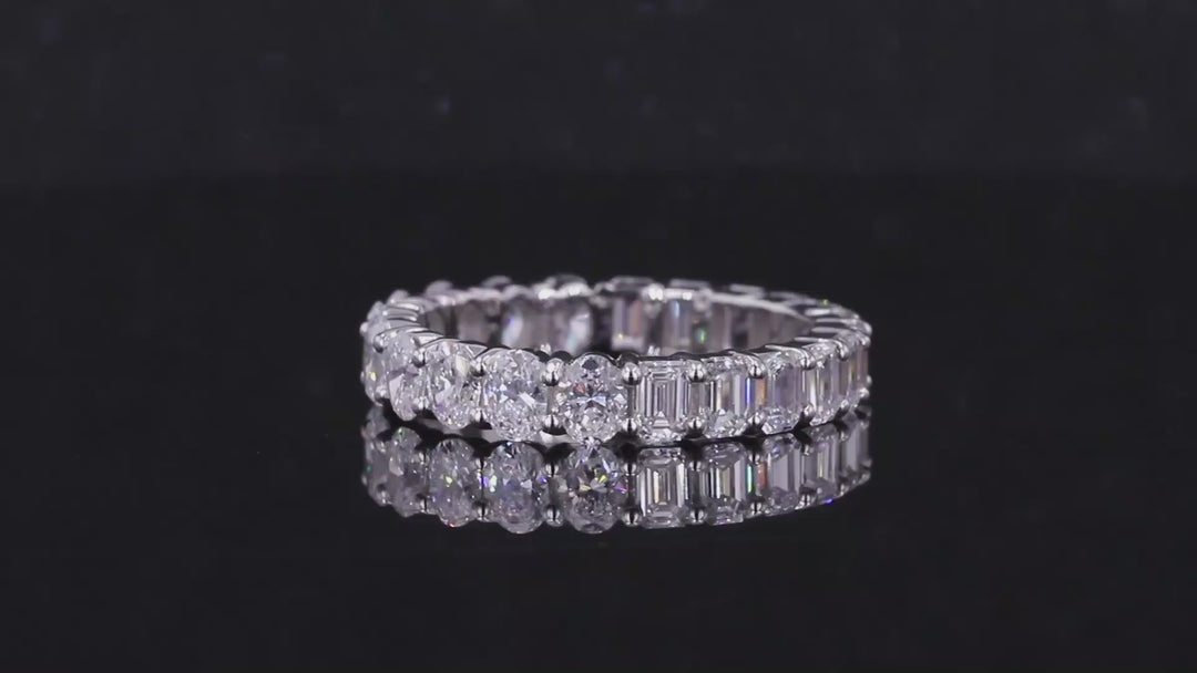 3.36ctw Half Oval & Half Emerald Diamond Eternity Band Ring in White Gold (4mm)