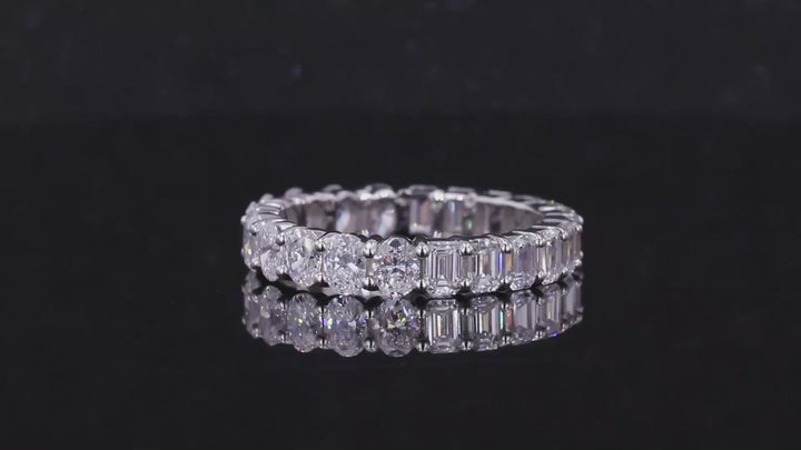 3.36ctw Half Oval & Half Emerald Diamond Eternity Band Ring in White Gold (4mm)