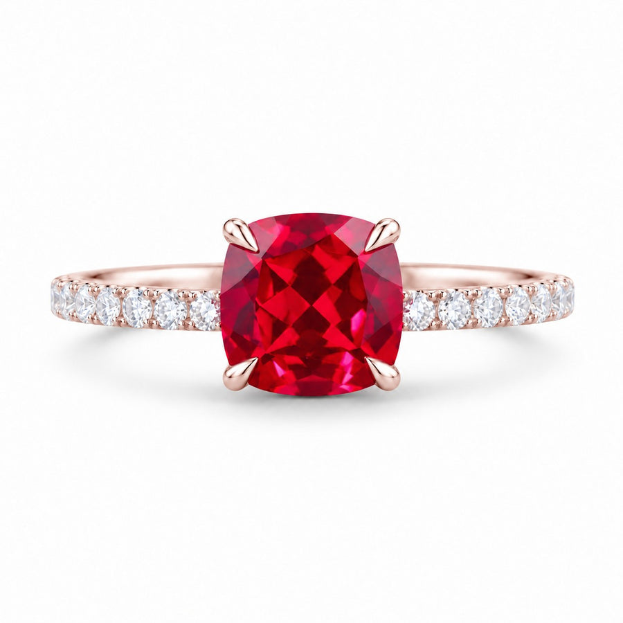 The Lucienne — Square Ruby Diamond Band Ring