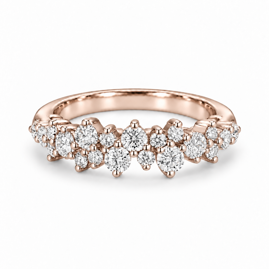0.53ctw Diamond Cluster Wedding Band (4mm) in rose gold