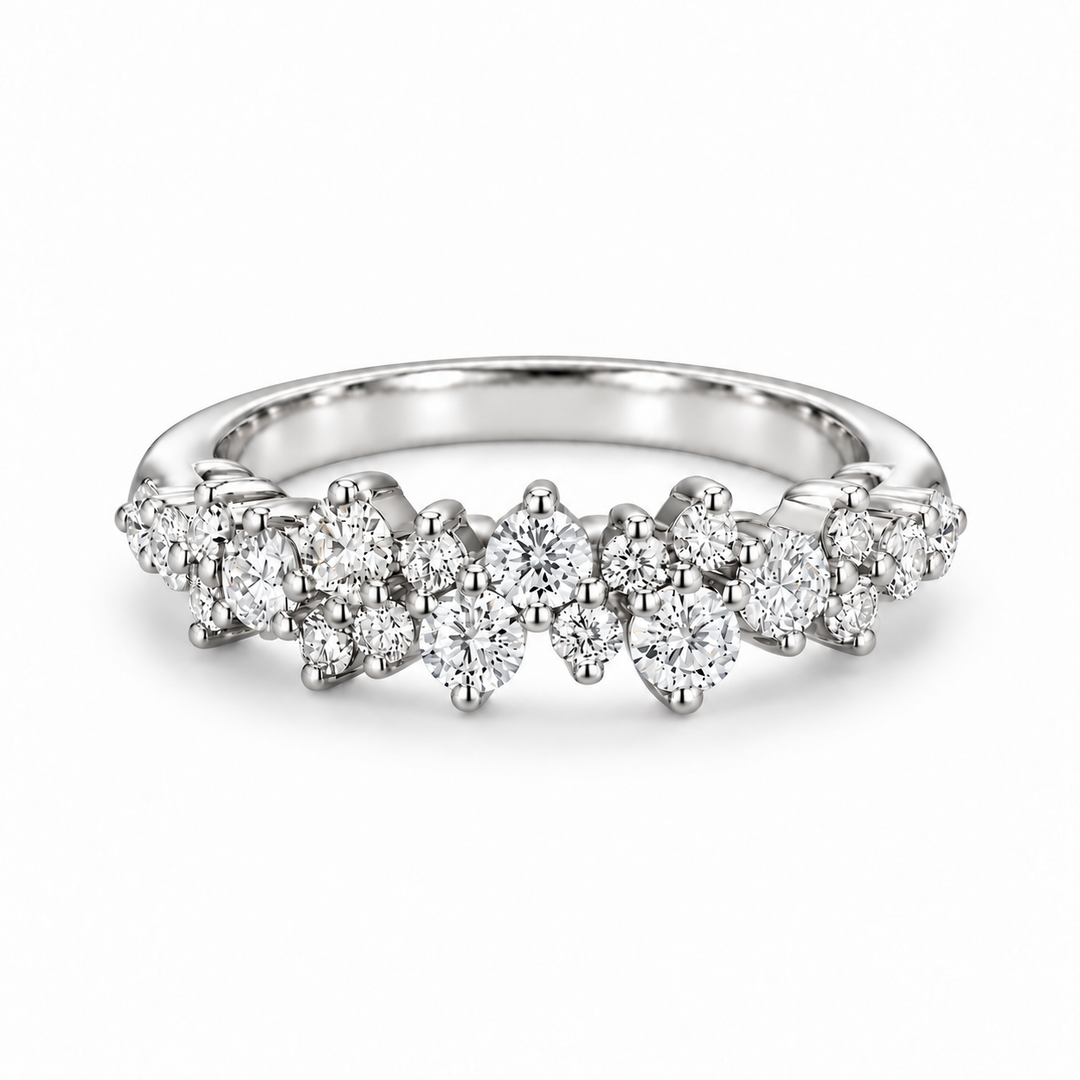0.53ctw Diamond Cluster Wedding Band (4mm) in white gold