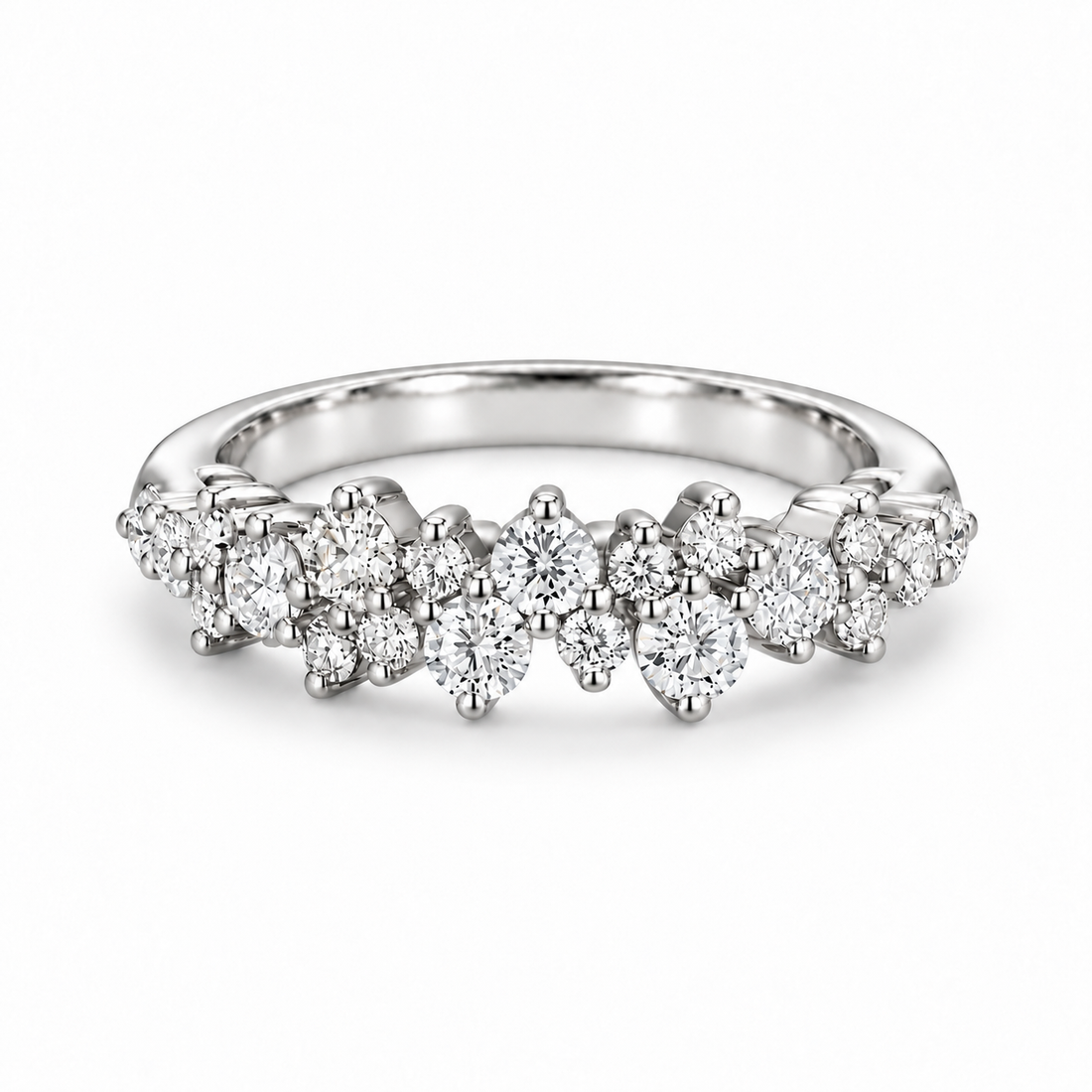 0.53ctw Diamond Cluster Wedding Band (4mm) in white gold