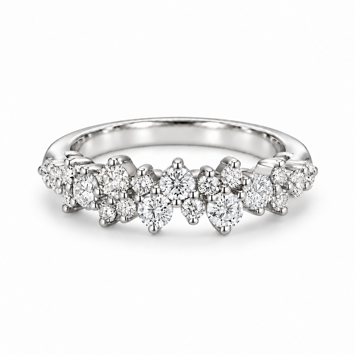 0.53ctw Diamond Cluster Wedding Band (4mm) in white gold