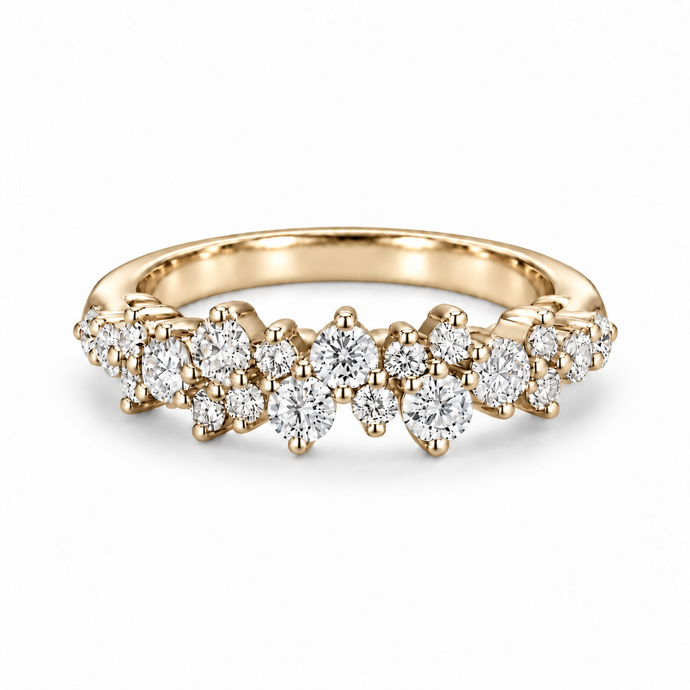 0.53ctw Diamond Cluster Wedding Band (4mm) in yellow gold