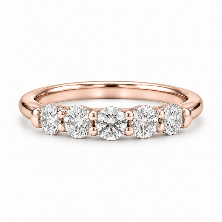 0.75ctw Round Diamond Five-Stone Band (3.5mm) in rose gold