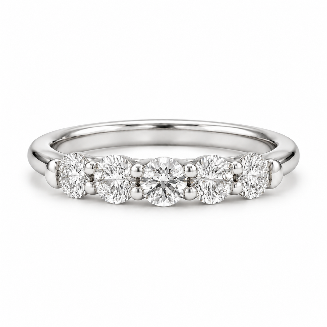 0.75ctw Round Diamond Five-Stone Band (3.5mm) in white gold