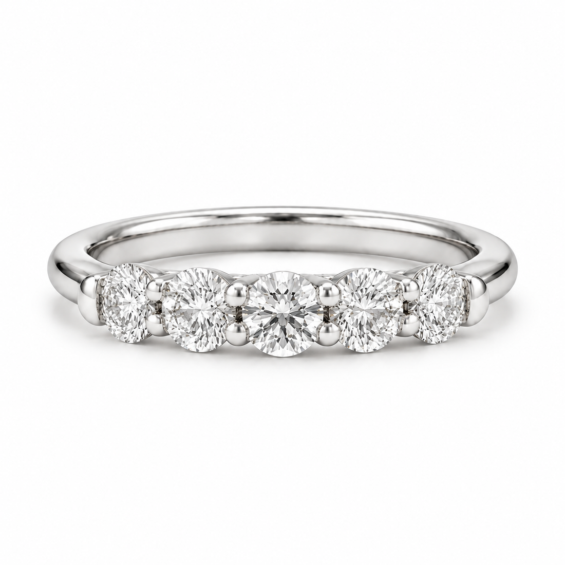 0.75ctw Round Diamond Five-Stone Band (3.5mm) in white gold