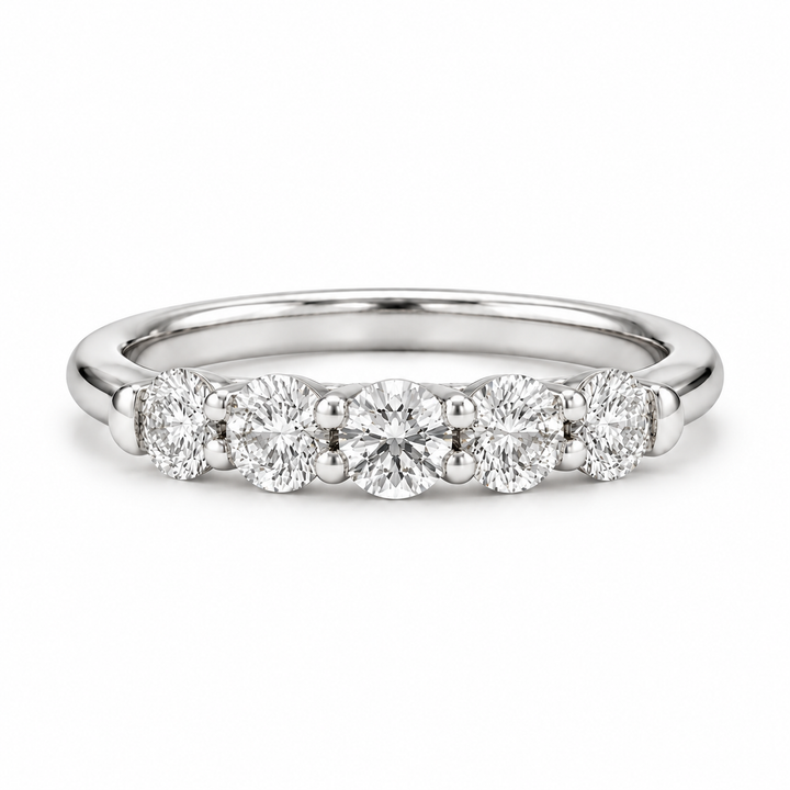 0.75ctw Round Diamond Five-Stone Band (3.5mm) in white gold