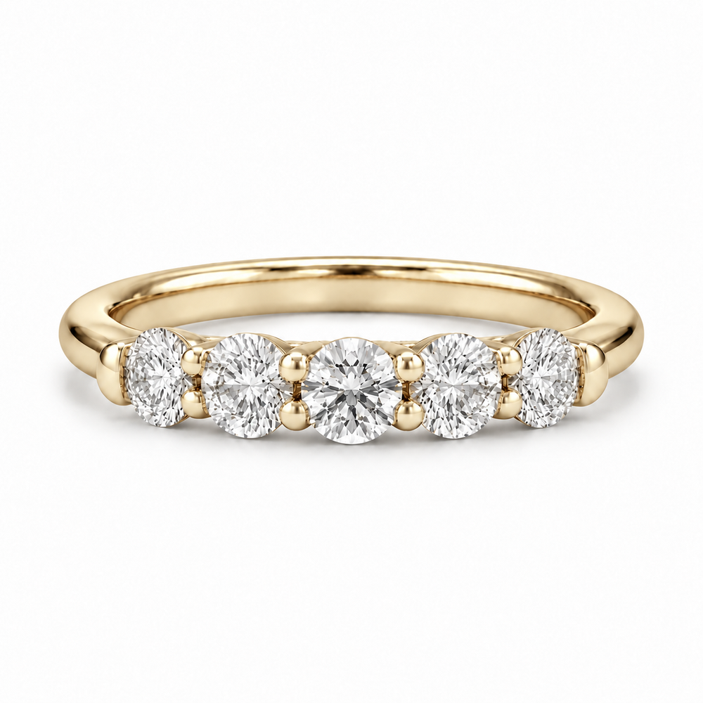 0.75ctw Round Diamond Five-Stone Band (3.5mm) in yellow gold