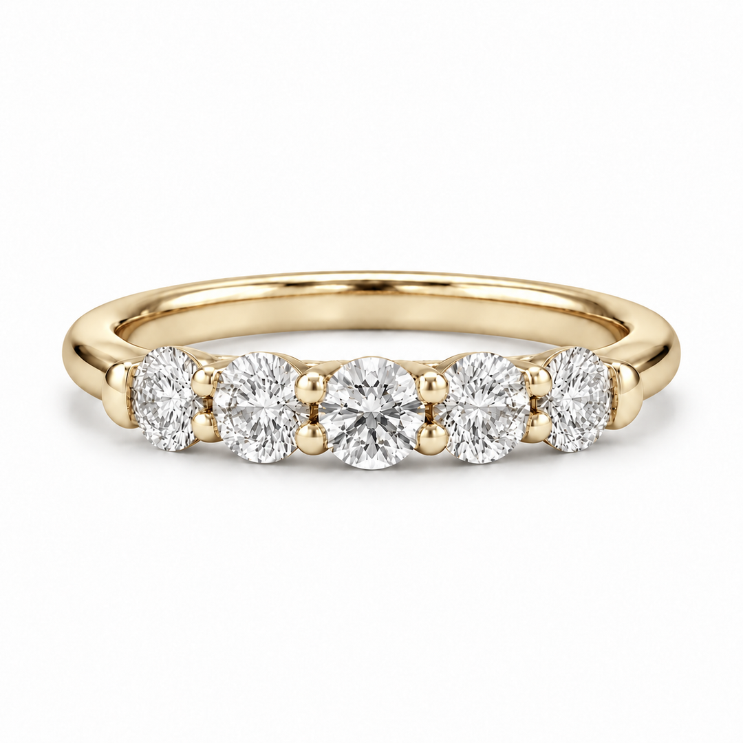 0.75ctw Round Diamond Five-Stone Band (3.5mm) in yellow gold