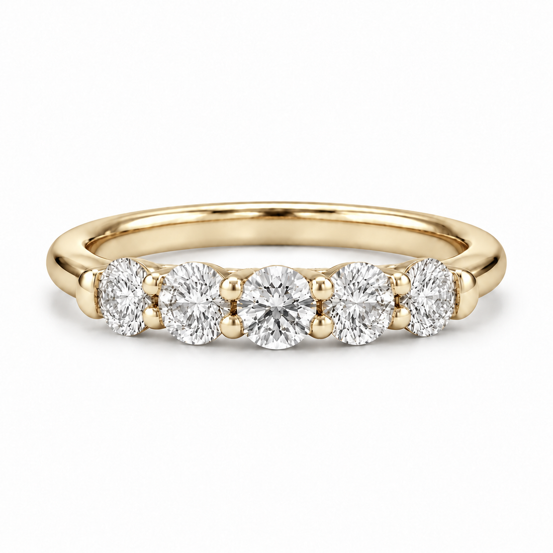 0.75ctw Round Diamond Five-Stone Band (3.5mm) in yellow gold