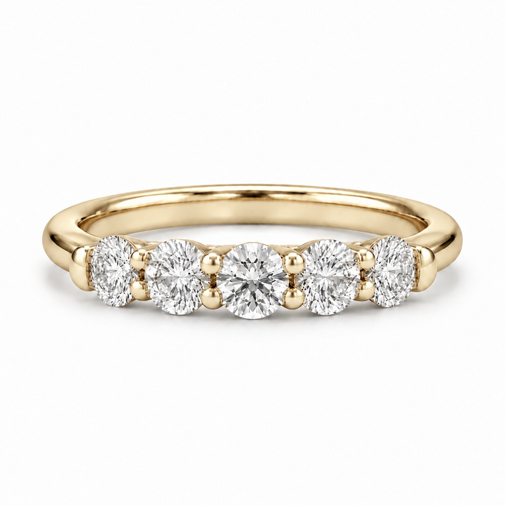 0.75ctw Round Diamond Five-Stone Band (3.5mm) in yellow gold