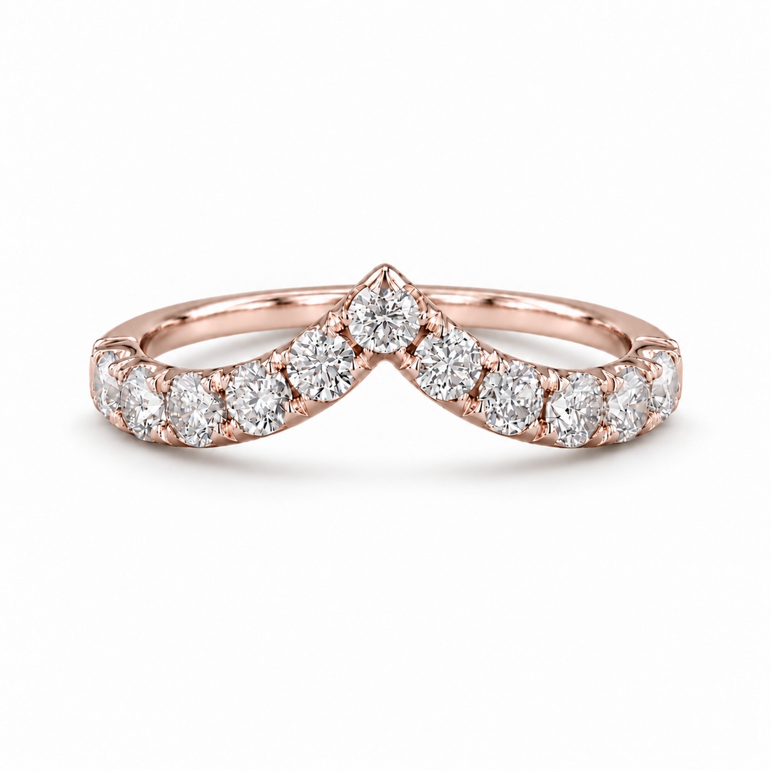0.80ctw Diamond Chevron Stacking Band (1.8mm) in rose gold