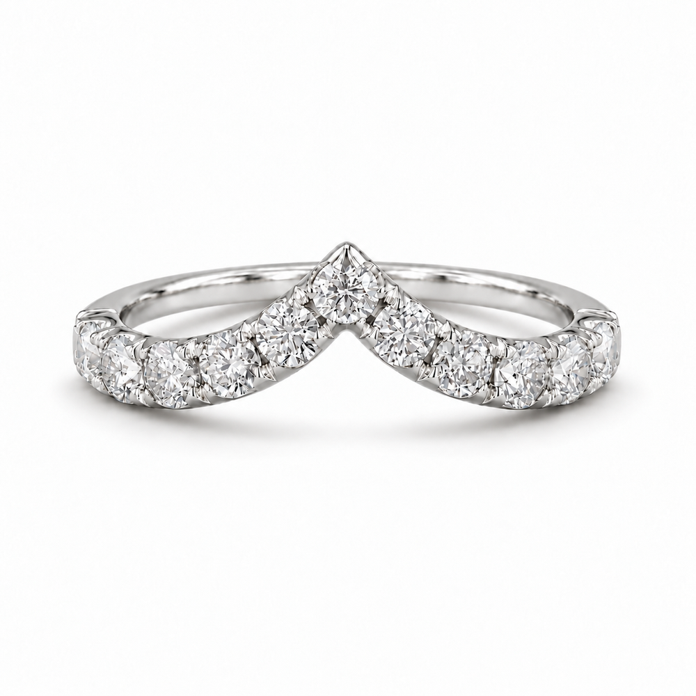 0.80ctw Diamond Chevron Stacking Band (1.8mm) in white gold