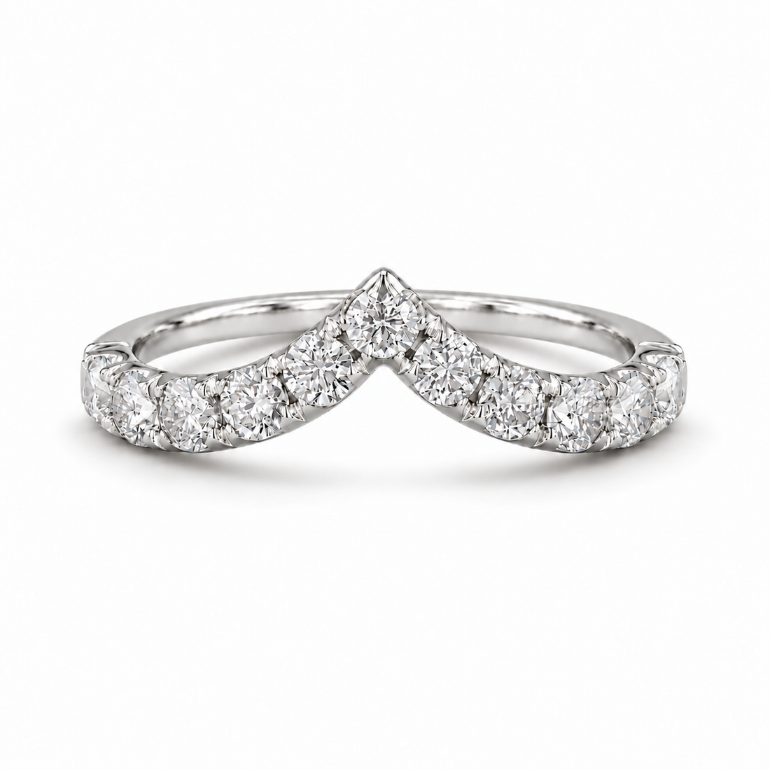 0.80ctw Diamond Chevron Stacking Band (1.8mm) in white gold