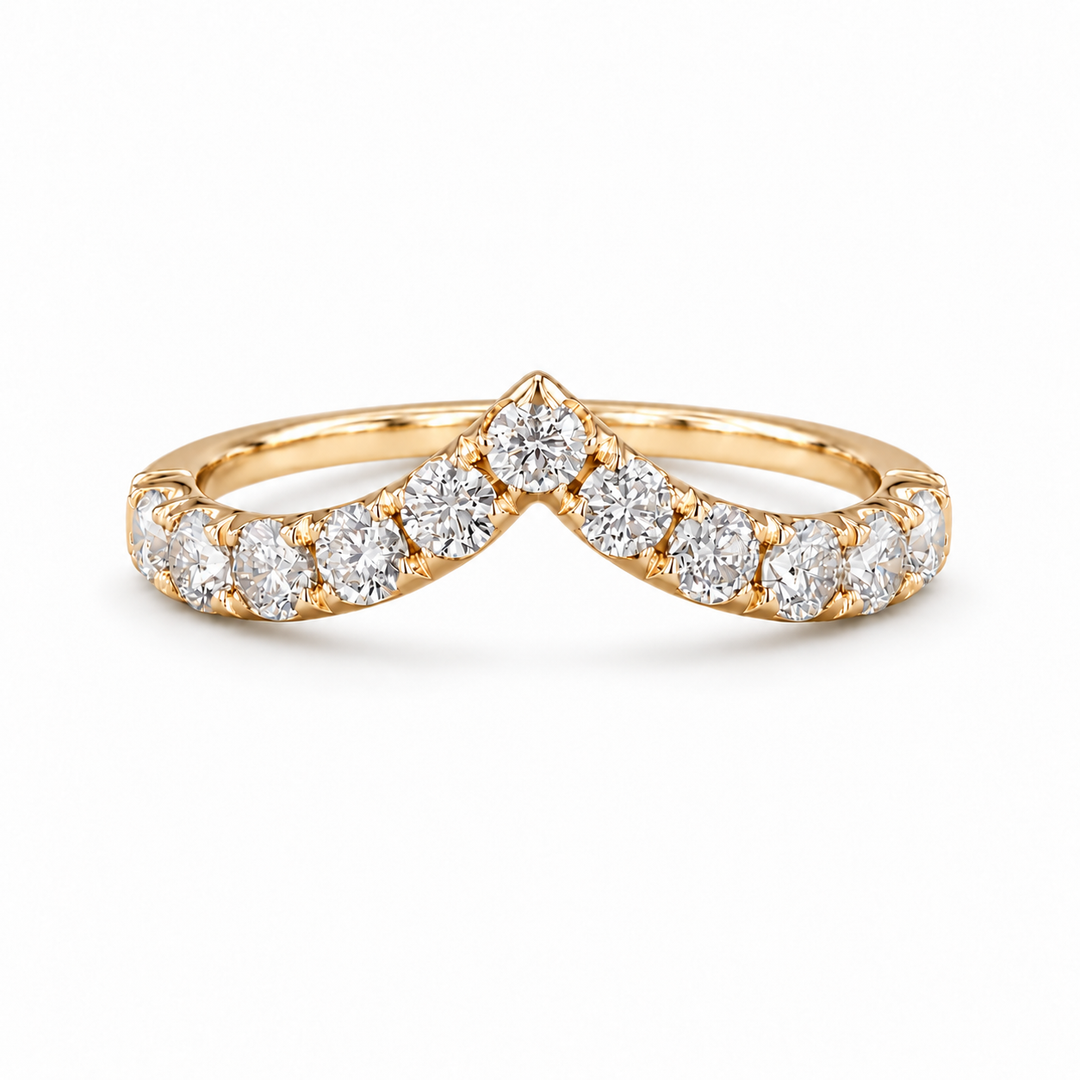 0.80ctw Diamond Chevron Stacking Band (1.8mm) in yellow gold