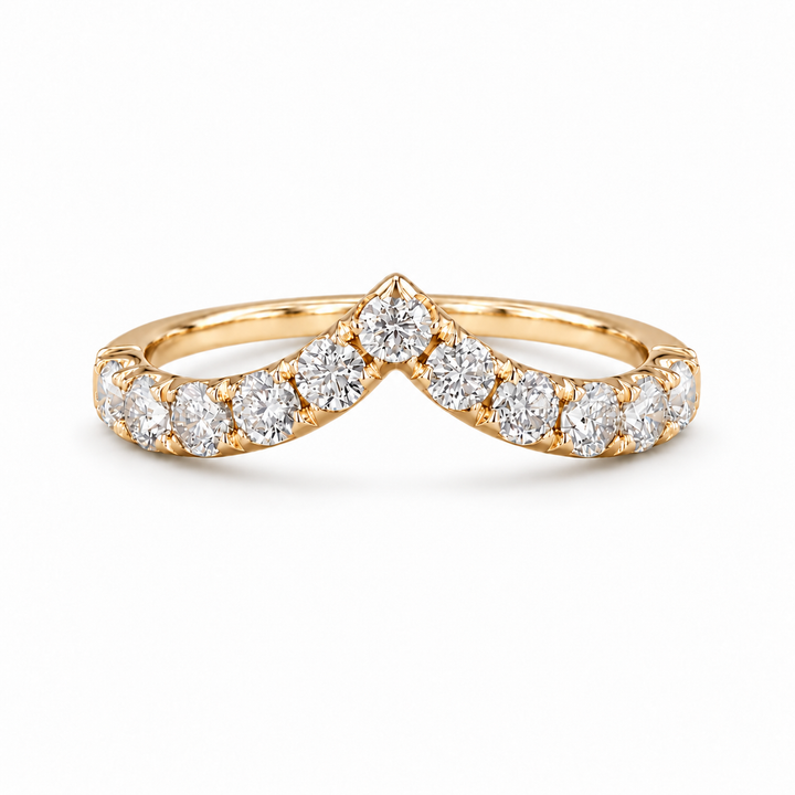 0.80ctw Diamond Chevron Stacking Band (1.8mm) in yellow gold