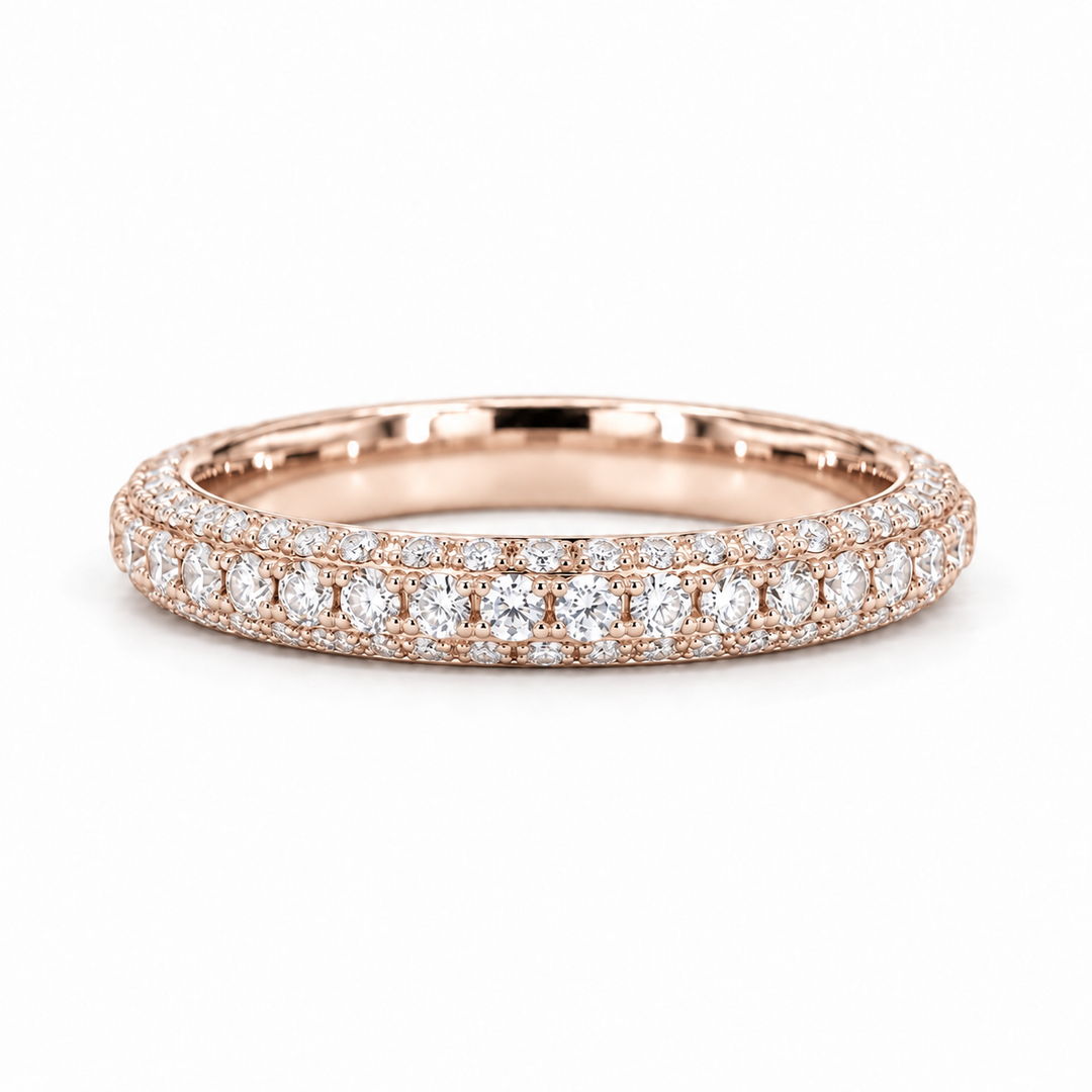 1.20ctw Three-Row Diamond 3/4 Eternity Band (3mm) in rose gold