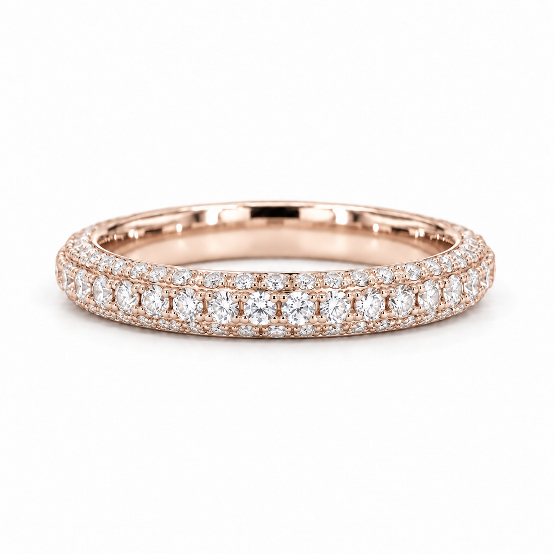 1.20ctw Three-Row Diamond 3/4 Eternity Band (3mm) in rose gold