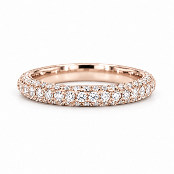 1.20ctw Three-Row Diamond 3/4 Eternity Band (3mm) in rose gold
