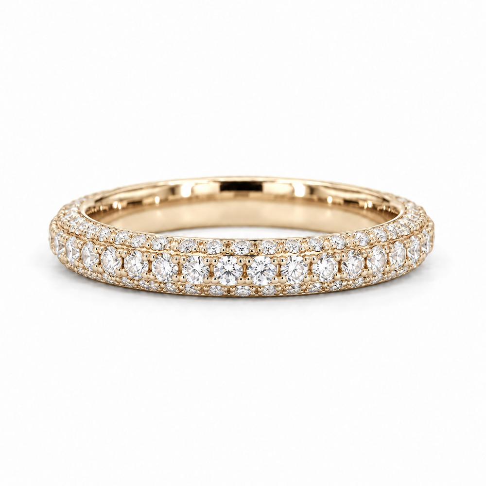 1.20ctw Three-Row Diamond 3/4 Eternity Band (3mm) in yellow gold