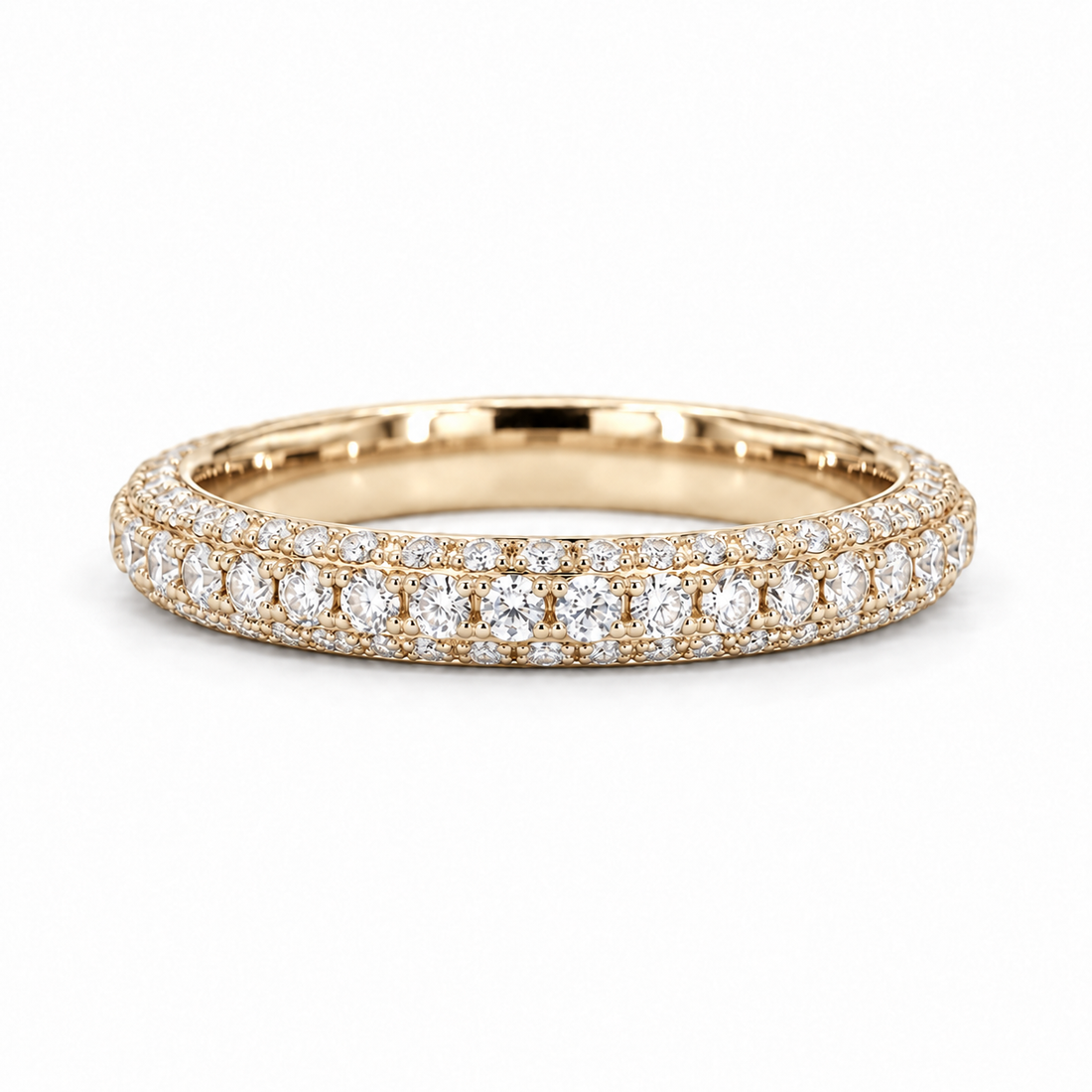 1.20ctw Three-Row Diamond 3/4 Eternity Band (3mm) in yellow gold