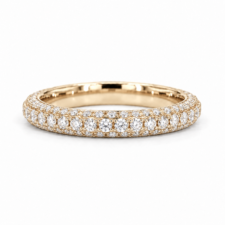 1.20ctw Three-Row Diamond 3/4 Eternity Band (3mm) in yellow gold
