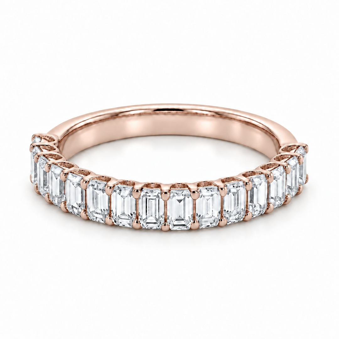 1.50ctw Emerald Diamond Half-Eternity Band (2.5mm) in rose gold