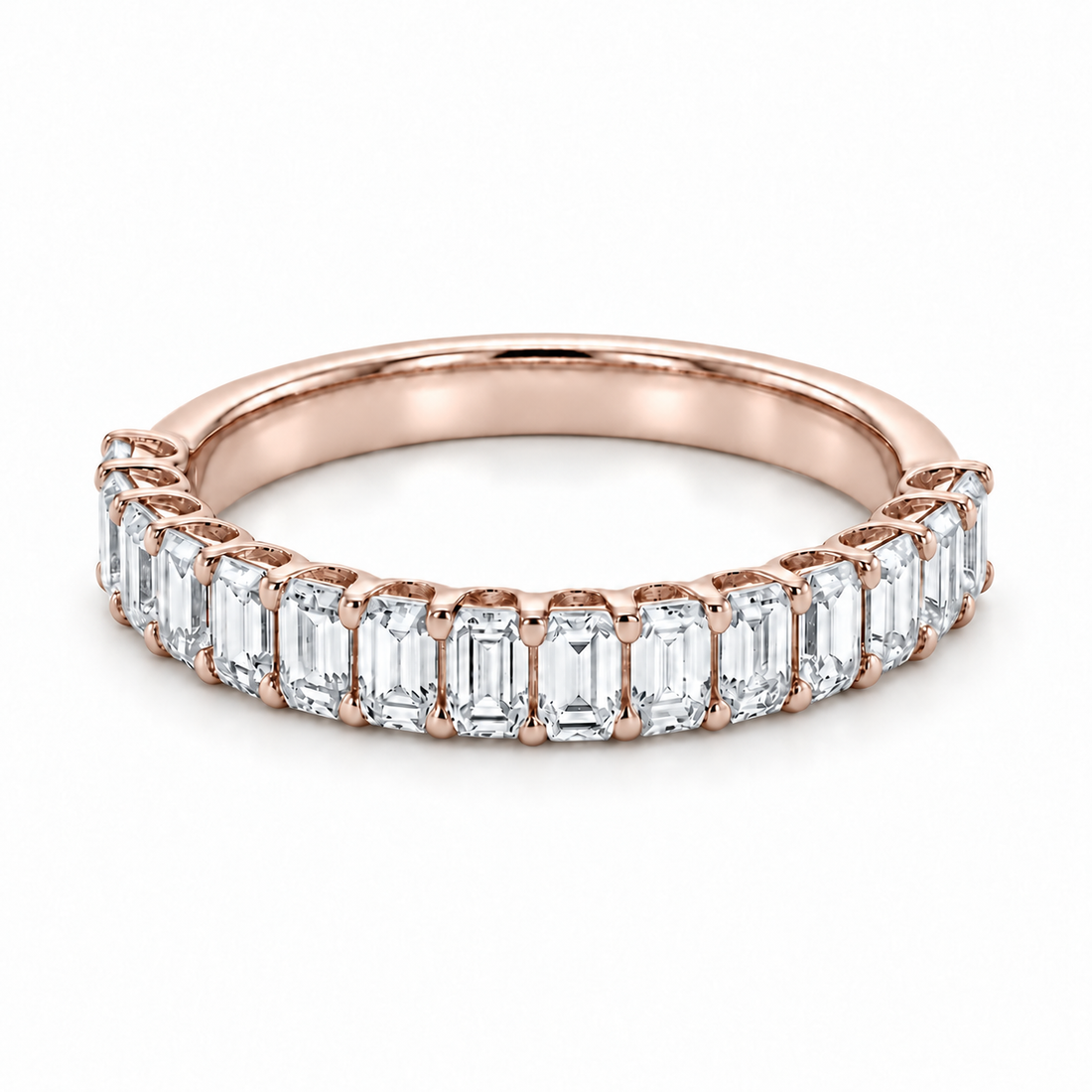 1.50ctw Emerald Diamond Half-Eternity Band (2.5mm) in rose gold