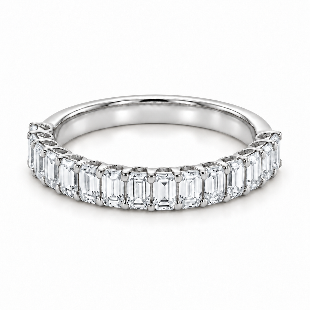 1.50ctw Emerald Diamond Half-Eternity Band (2.5mm) in white gold