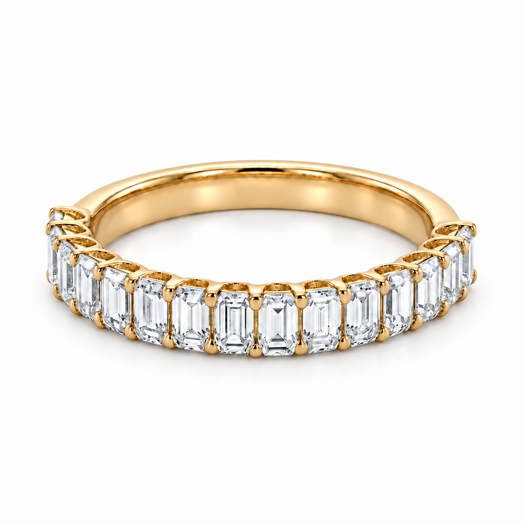1.50ctw Emerald Diamond Half-Eternity Band (2.5mm) in yellow gold