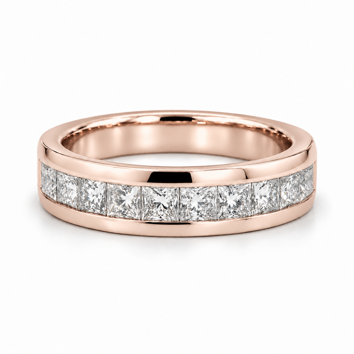 1.50ctw Princess-Cut Channel-Set Half-Eternity Band (6.5mm) in rose gold