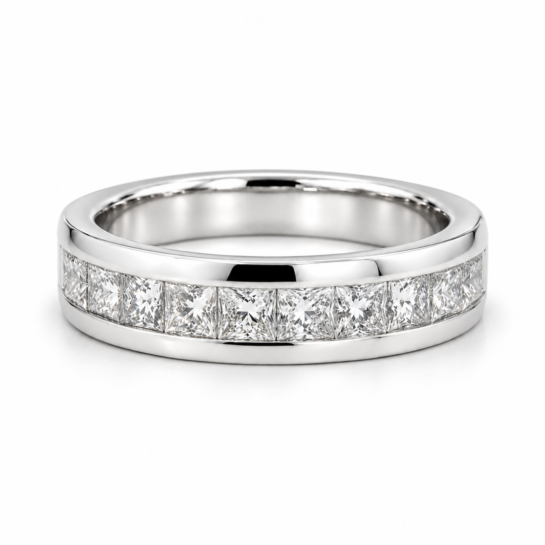 1.50ctw Princess-Cut Channel-Set Half-Eternity Band (6.5mm) in white gold