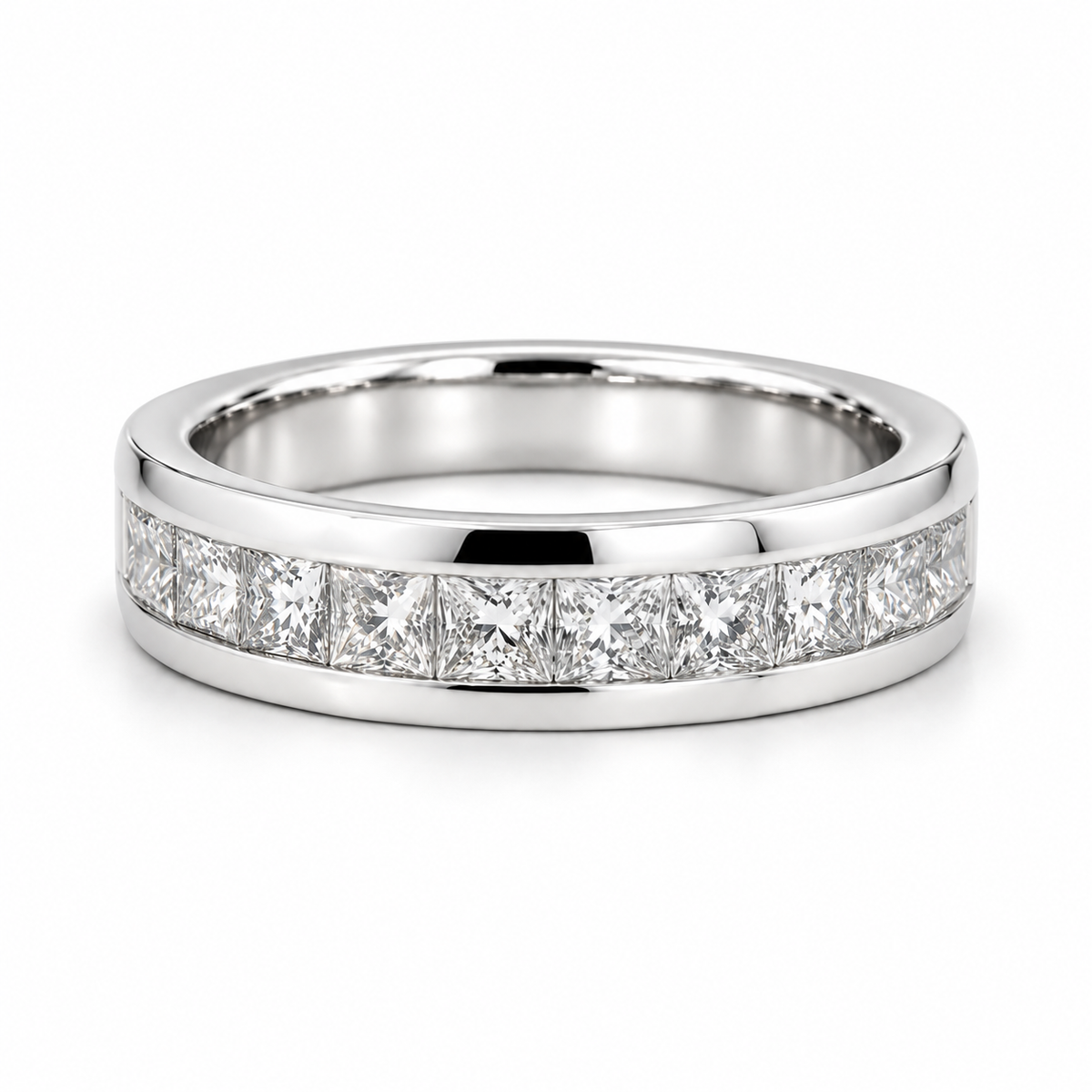 1.50ctw Princess-Cut Channel-Set Half-Eternity Band (6.5mm) in white gold