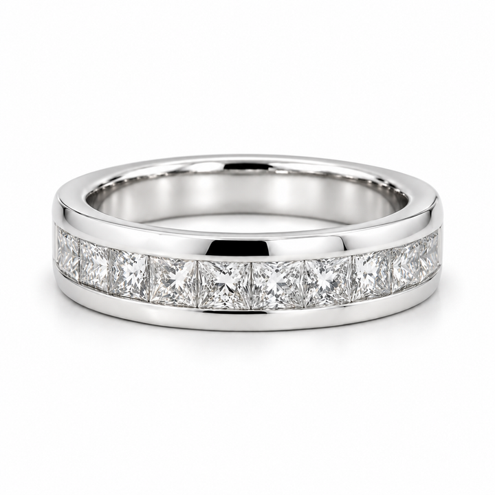1.50ctw Princess-Cut Channel-Set Half-Eternity Band (6.5mm) in white gold