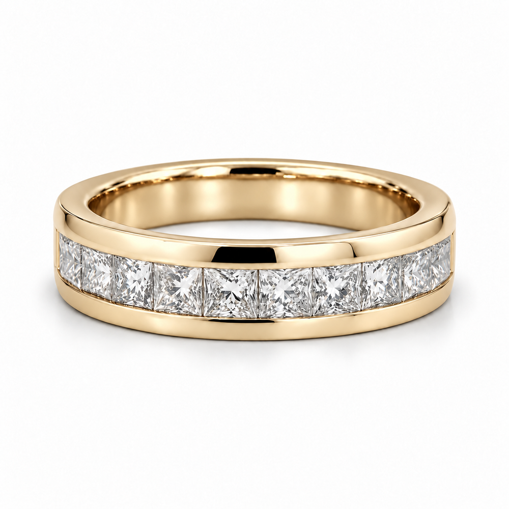 1.50ctw Princess-Cut Channel-Set Half-Eternity Band (6.5mm) in yellow gold