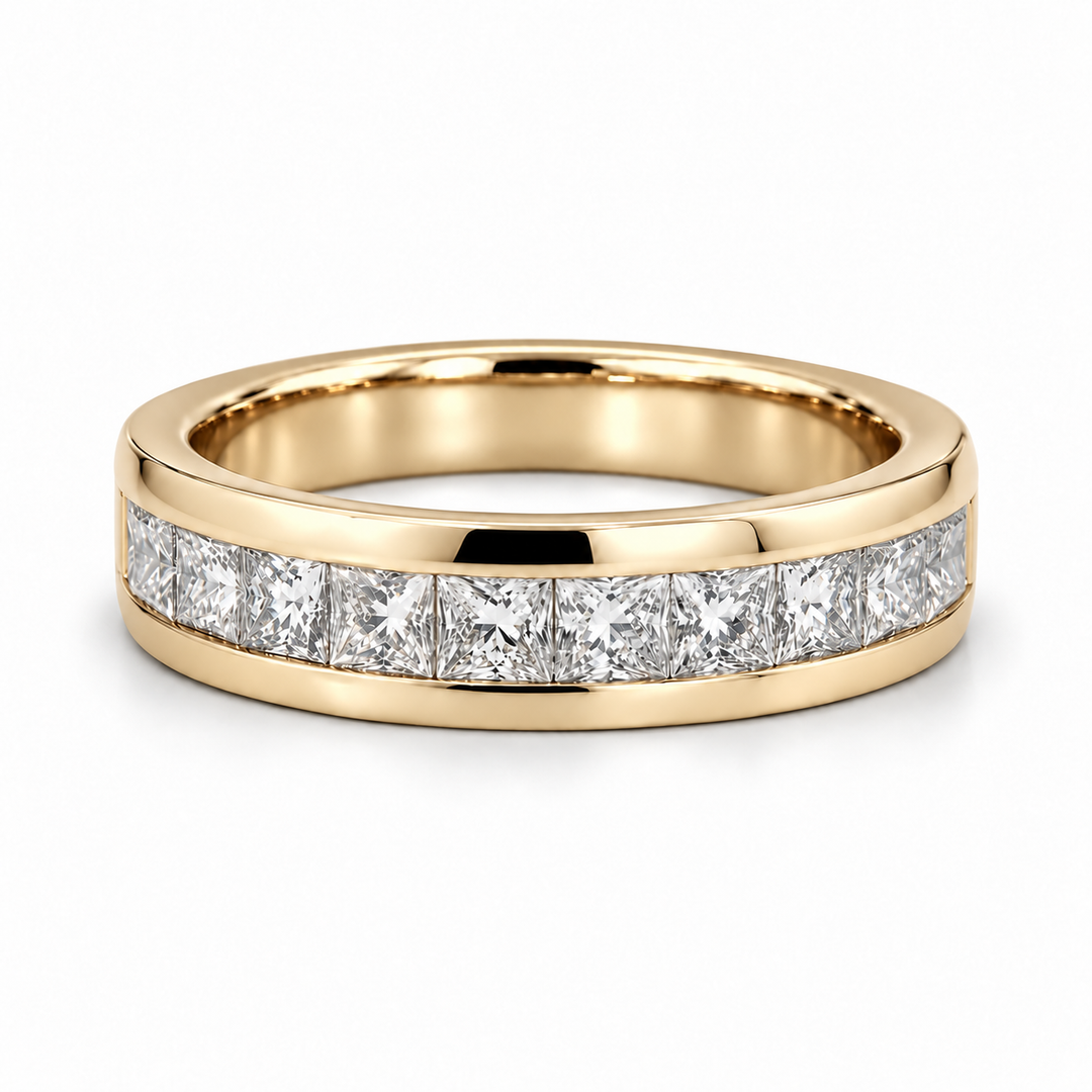 1.50ctw Princess-Cut Channel-Set Half-Eternity Band (6.5mm) in yellow gold