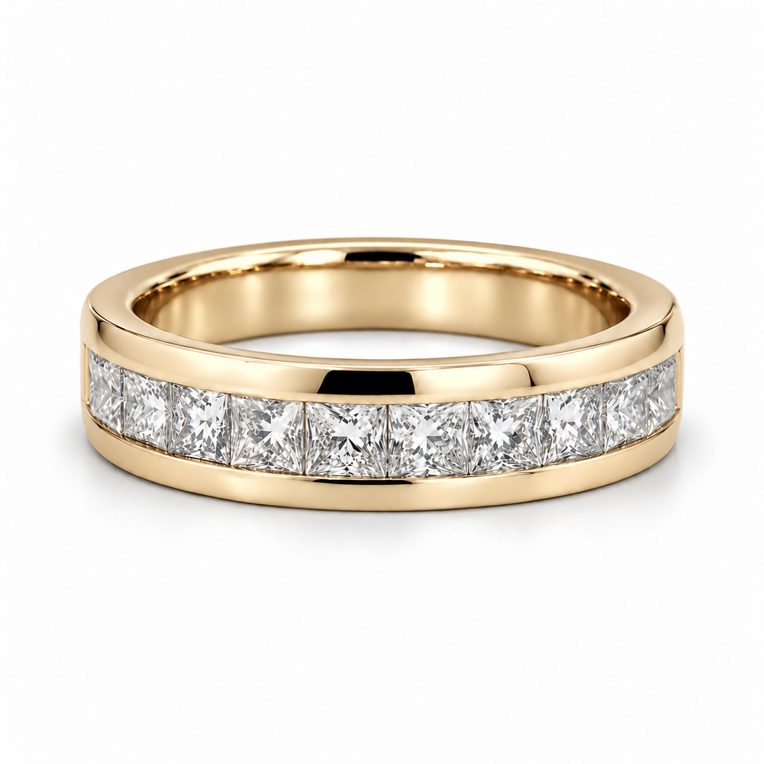 1.50ctw Princess-Cut Channel-Set Half-Eternity Band (6.5mm) in yellow gold