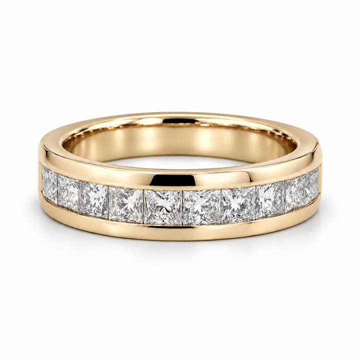 1.50ctw Princess-Cut Channel-Set Half-Eternity Band (6.5mm) in yellow gold