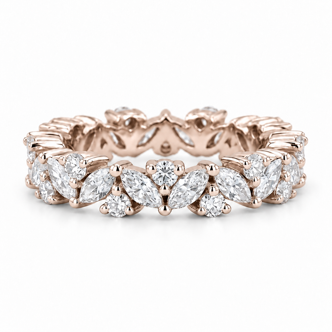 2.40ctw Marquise & Round Diamond Eternity Band (4.3mm) in rose gold